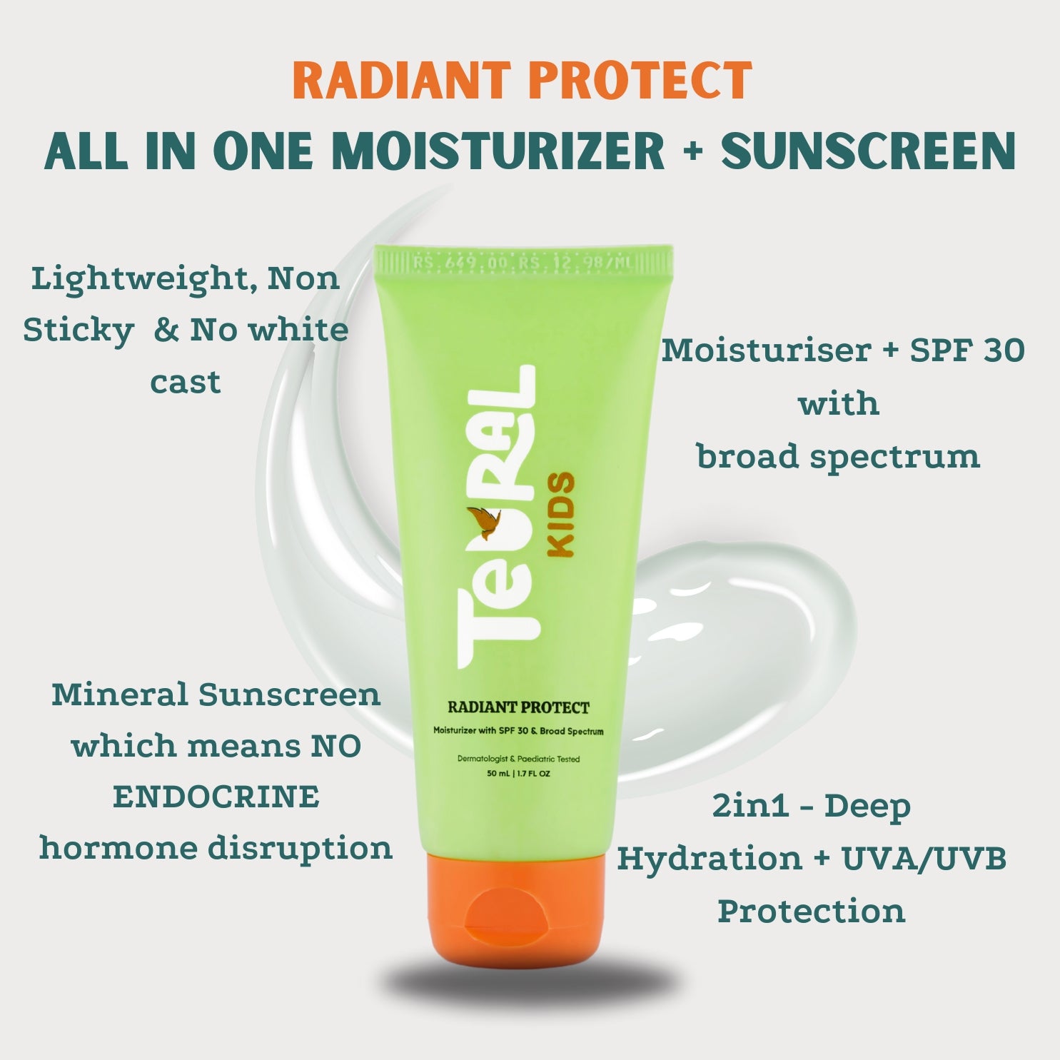 Radiant Protect - Kids Moisturizer with SPF 30 | Mineral Sunscreen( 5-12 years ) - 50ml