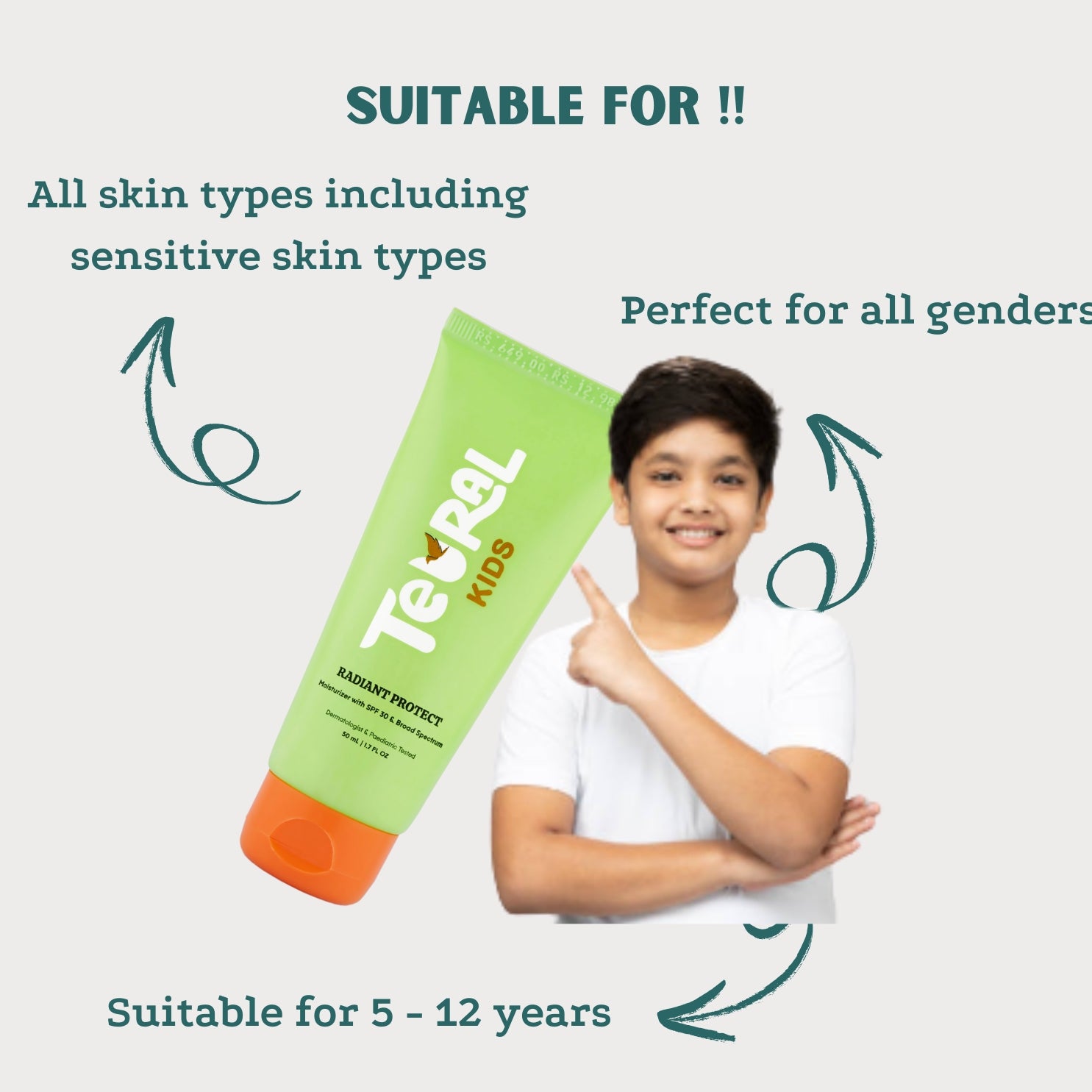 Radiant Protect - Kids Moisturizer with SPF 30 | Mineral Sunscreen( 5-12 years ) - 50ml