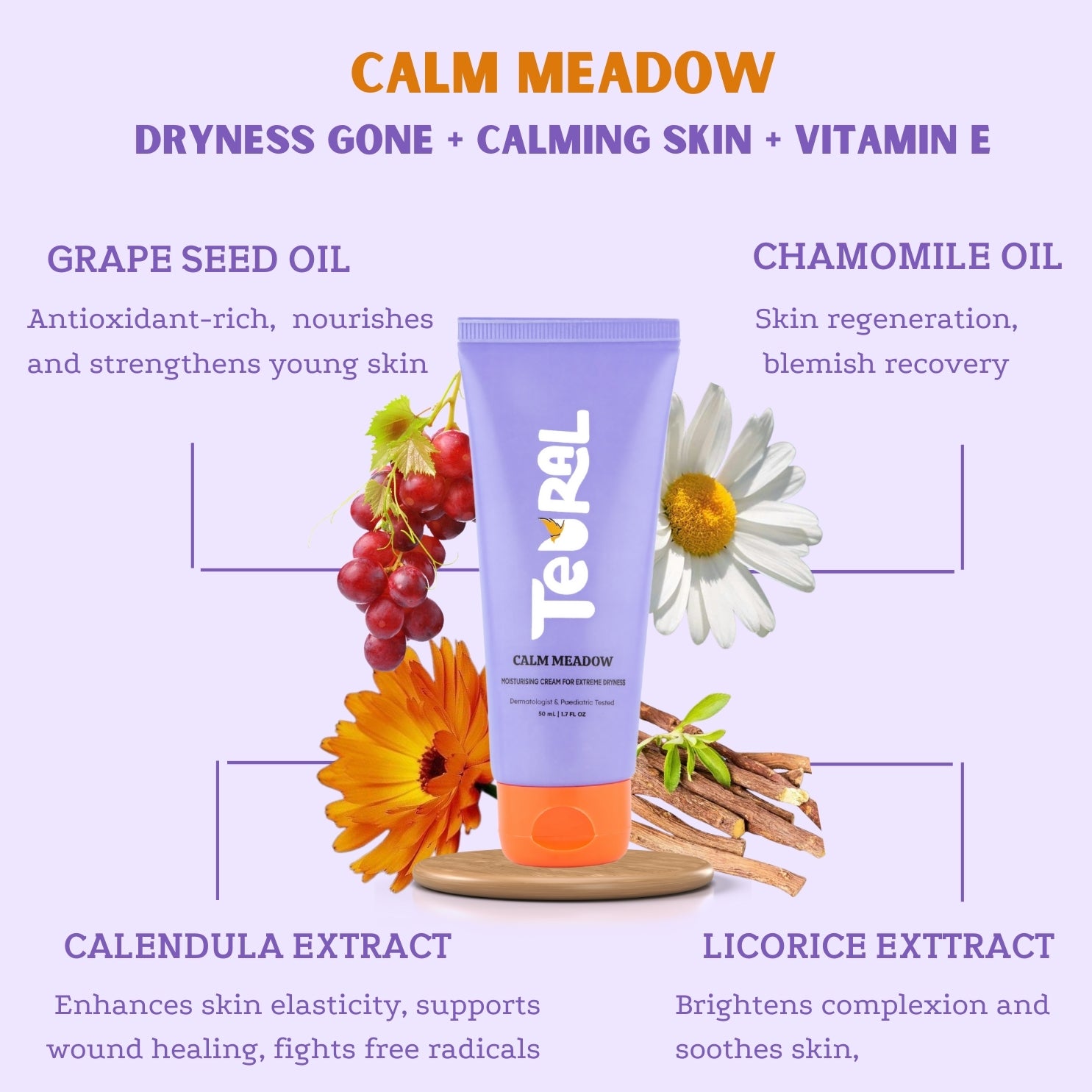 Calm Meadow - Kids & Teens Face Moisturizer for Dry Skin( 5-18 years ) - 50ml