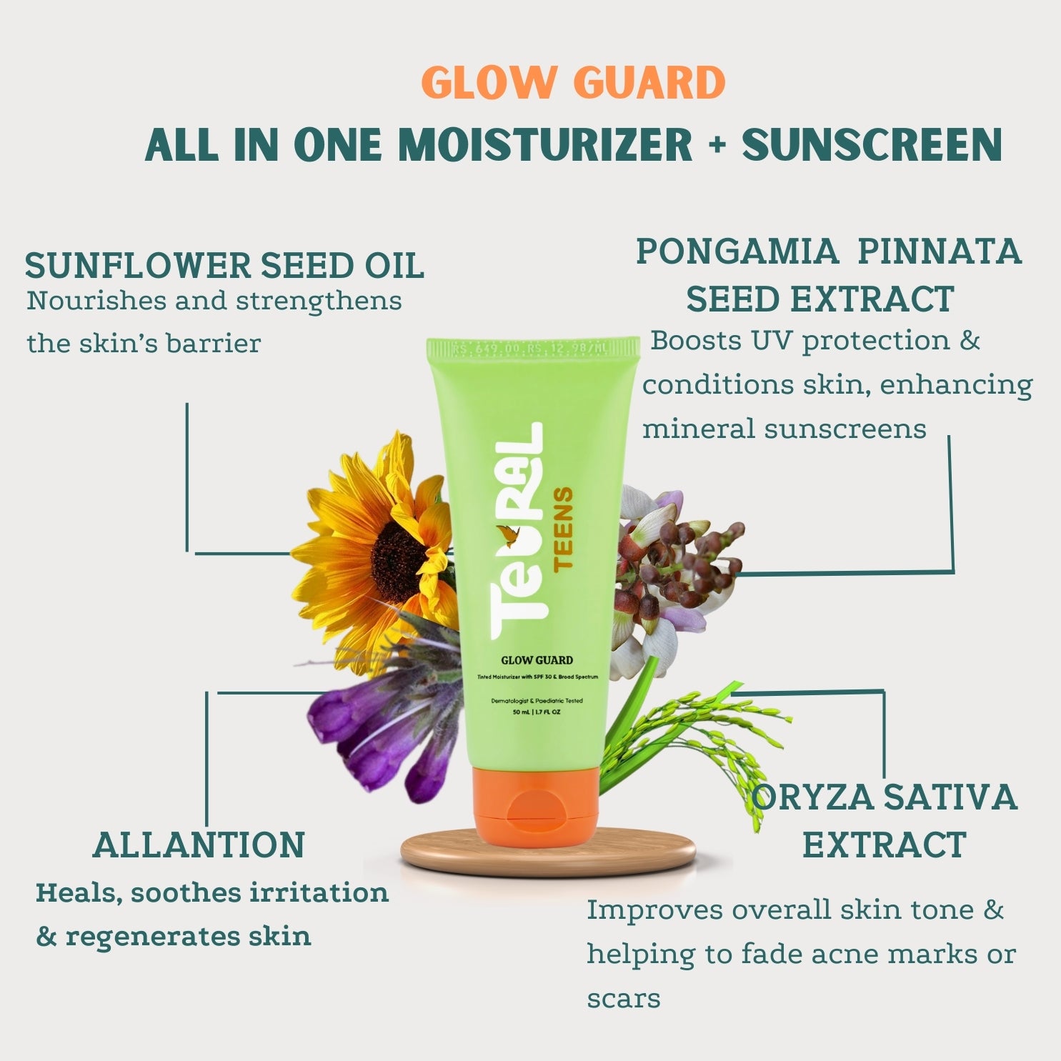 Glow Guard -  Teen Tinted Moisturizer with SPF 30 | Mineral Sunscreen( 12-18 years ) - 50ml