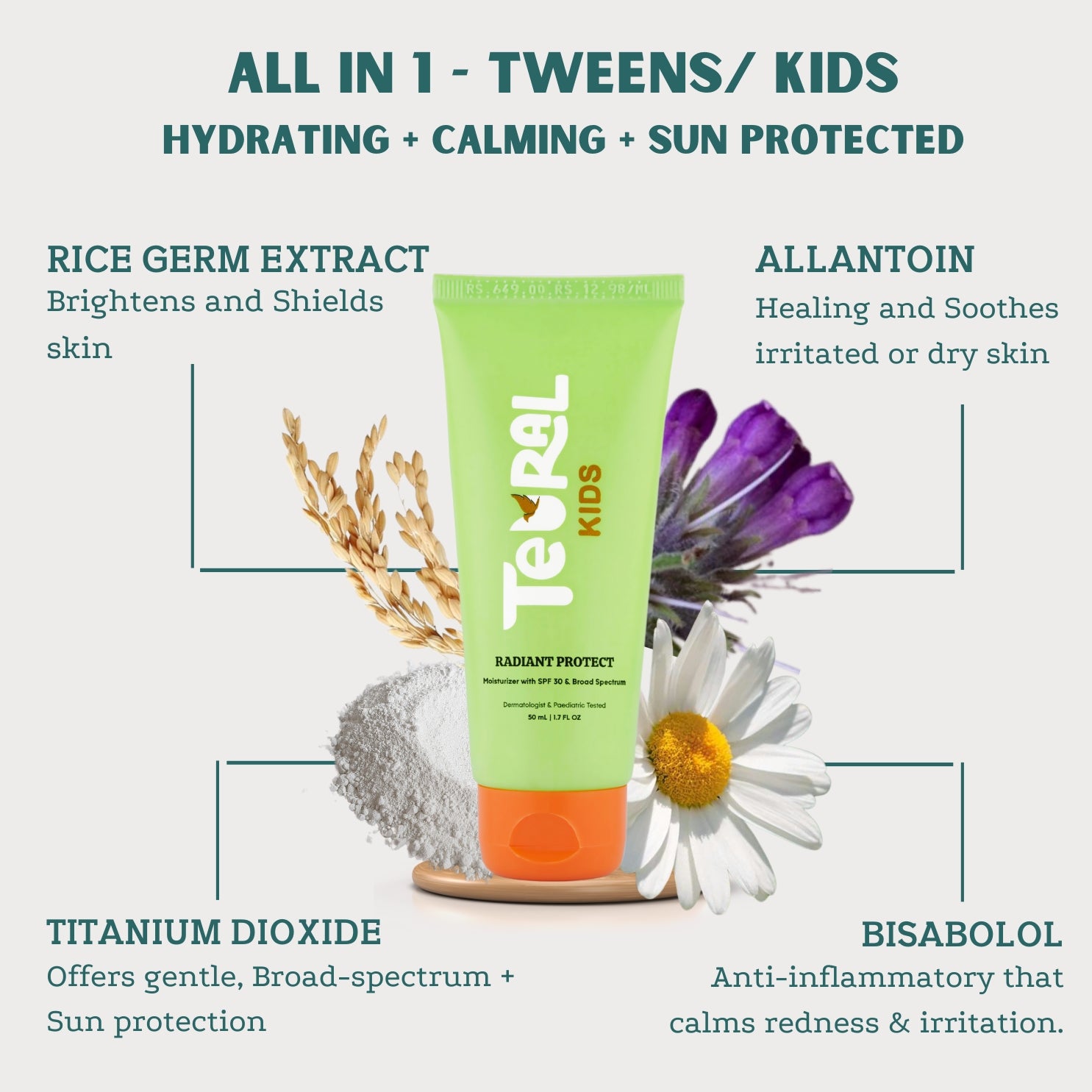 Radiant Protect - Kids Moisturizer with SPF 30 | Mineral Sunscreen( 5-12 years ) - 50ml